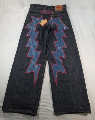 Evisu Heritage Indigo Genes Daicock Lightning Bolt Jeans Baggy Y2K Men 34x32