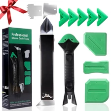 Silicone Caulking Tool Kit, Stainless Steel Caulk Remover & Grout Removal Tool,