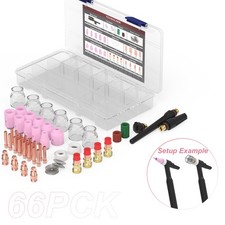 66pcs TIG Welding Kit, Stubby Gas Lens Cup for WP-17/18/26 Torch