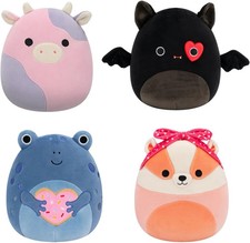 Squishmallows Original Valentine  s Day 4-Pack Plush Soft Stuffed Animals New Toy