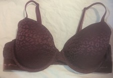 Pink Burgundy Leopard Print Lace Bra, 38c ,Velvet