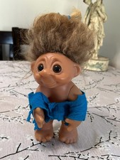 Vintage 1977 Thomas Dam 9" Troll Moveable Arm Black Hair Felt Norfin Denmark 604