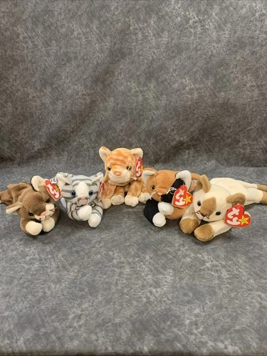 TY Beanie Baby Cats Lot Of (5) Plush Collectibles All W/Tags (1996-1999) Vintage
