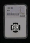 1952 PF65 Silver Roosevelt Dime NGC Graded Gem Proof Reverse Cameo
