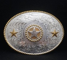 WB03172 NOS VINTAGE 1990s WESTERN STYLE FLORAL ARTWORK BELT BUCKLE