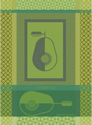 Garnier Thiebaut Avocat Vert Jacquard Kitchen Towels Set of 2 | 22x30 France