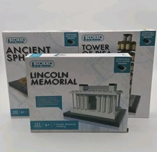 Blokko Architecture Building Set Lot of 3 – Lincoln Memorial, Tower of Pisa,...