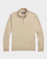 Polo Ralph Lauren Mens Cotton Quarter Zip Sweater In Cream Size Small