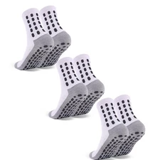 3 Pairs Kids Grip Soccer Socks Cushioned Non Slip Football Athletic Sports So...