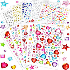 2168Pcs Gem Stickers Rhinestones for Crafts, Sparkling Cute Star Heart round Sma