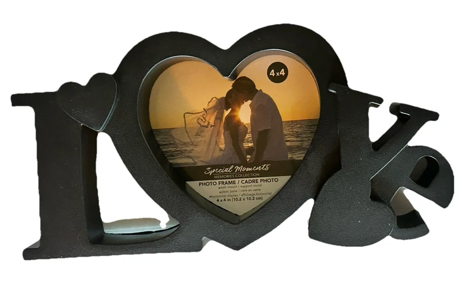 LOVE Greenbrier Industries Black HEART Glass Insert PhotoFrame NEW 7-1/4”x7-1/4” - Image 3 of 4