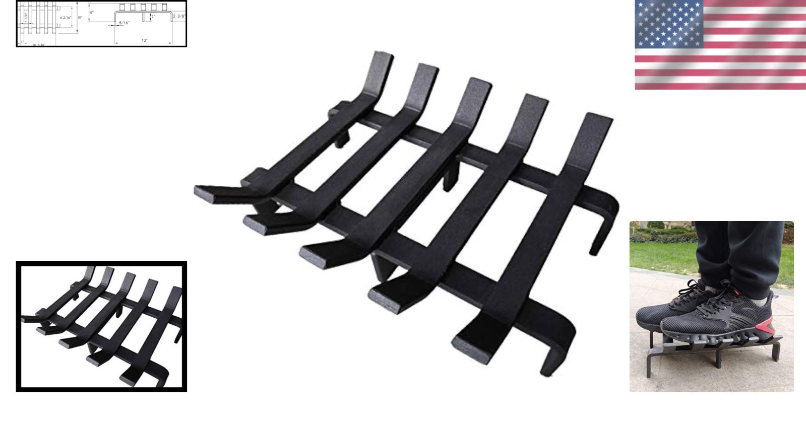 Heavy Duty Steel Firewood Holder 13x10x4 Inch Fireplace Stove Accessory