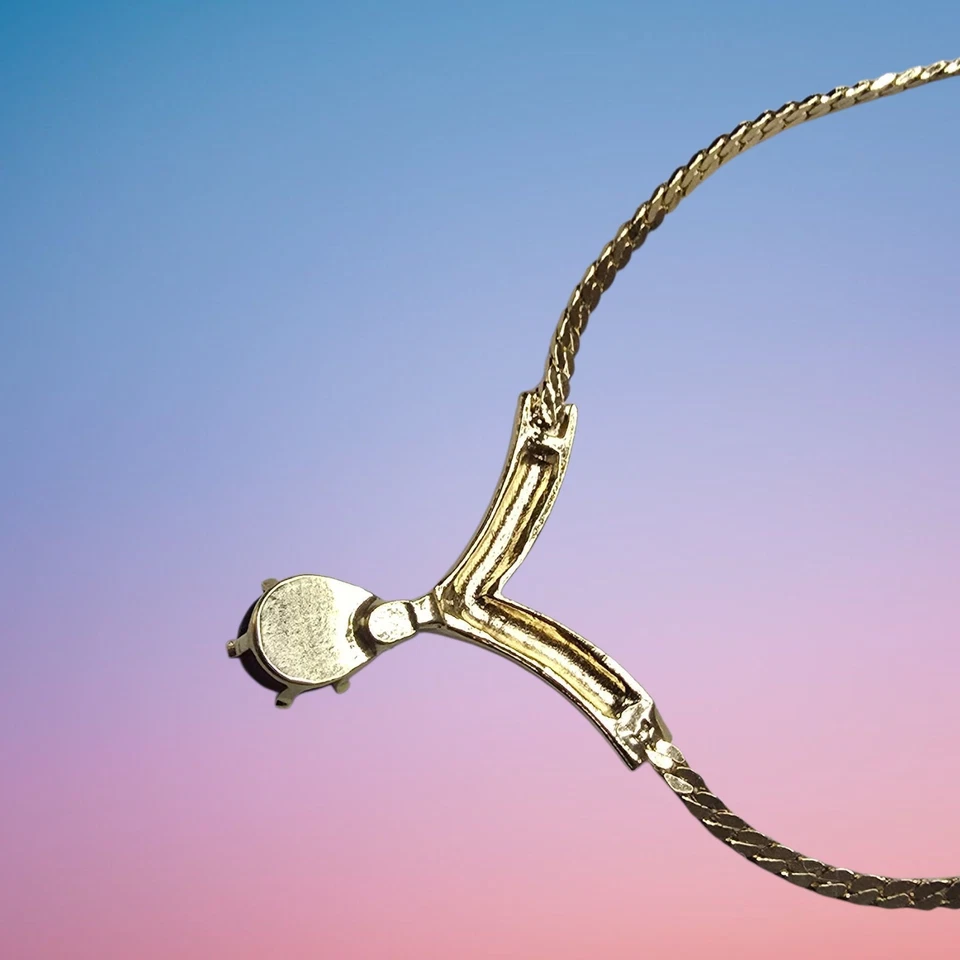 Vintage Gold Plated Garnet Teardrop Pendant Necklace In Box With COA - Image 3 of 4