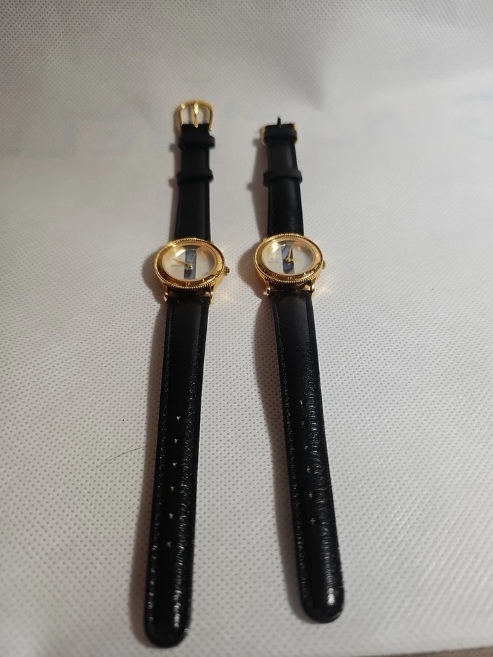 Vtg 2ea Relic Watch Women 23mm Gold Tone Rivoli Mosaic Leather Needs Battery - Image 2 of 4