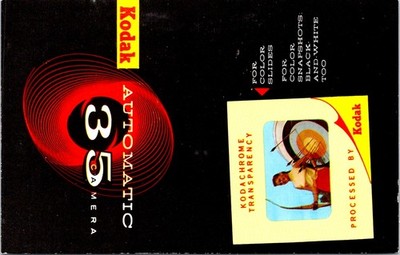 Kodak Automatic 35mm CAMERA, Color Slides, ADVERTISING Chrome Postcard