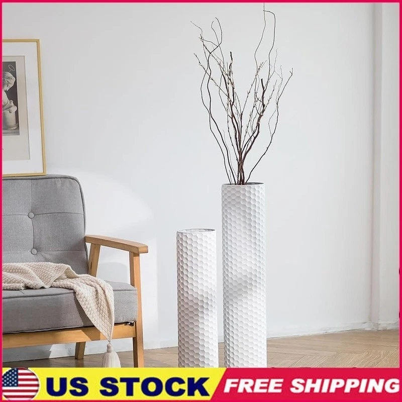 Unique Honeycomb Metal Floor Vases Set Tall Decorative Plant Holders Home Decor