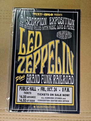 Led Zeppelin & Grand Funk 1969 Cleveland Concert Poster, Framed