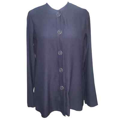 Delfina Balda Navy Blue Raw Hem Button Down Cardigan Top Size XS