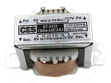 Power Transformer, 117VAC - 12VAC Center Tap 6 0 6 , 2A