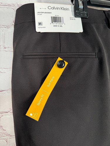 NEW CALVIN KLEIN Mens Black SKINNY FIT STRETCH Wool Dress Pants/Slacks 40X32 - Picture 4 of 8