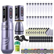 Brushless Motor Tattoo Gun Machine Kit with Ink Transfer Paste Wireless Power