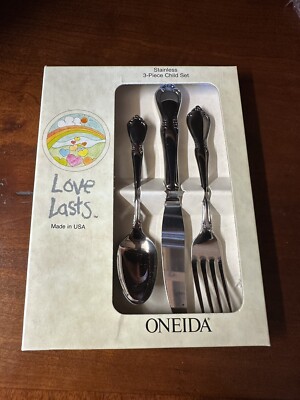 Oneida 3-teiliges Kinder Silberbesteck Set - Chateau - Love Lasts - Edelstahl