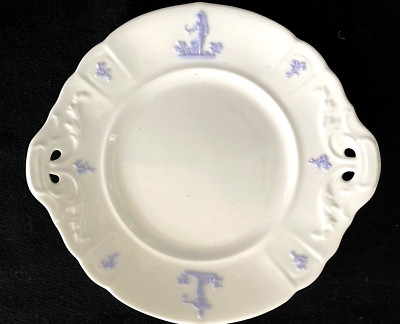Antique 19thc CHELSEA Blue ADDERLEY Grandmother Ware PLATE w Handles England