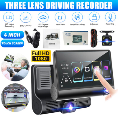 4'' Dual Lens 1080P HD Car DVR Rearview Video Dash Cam Recorder Camera G-Sensor