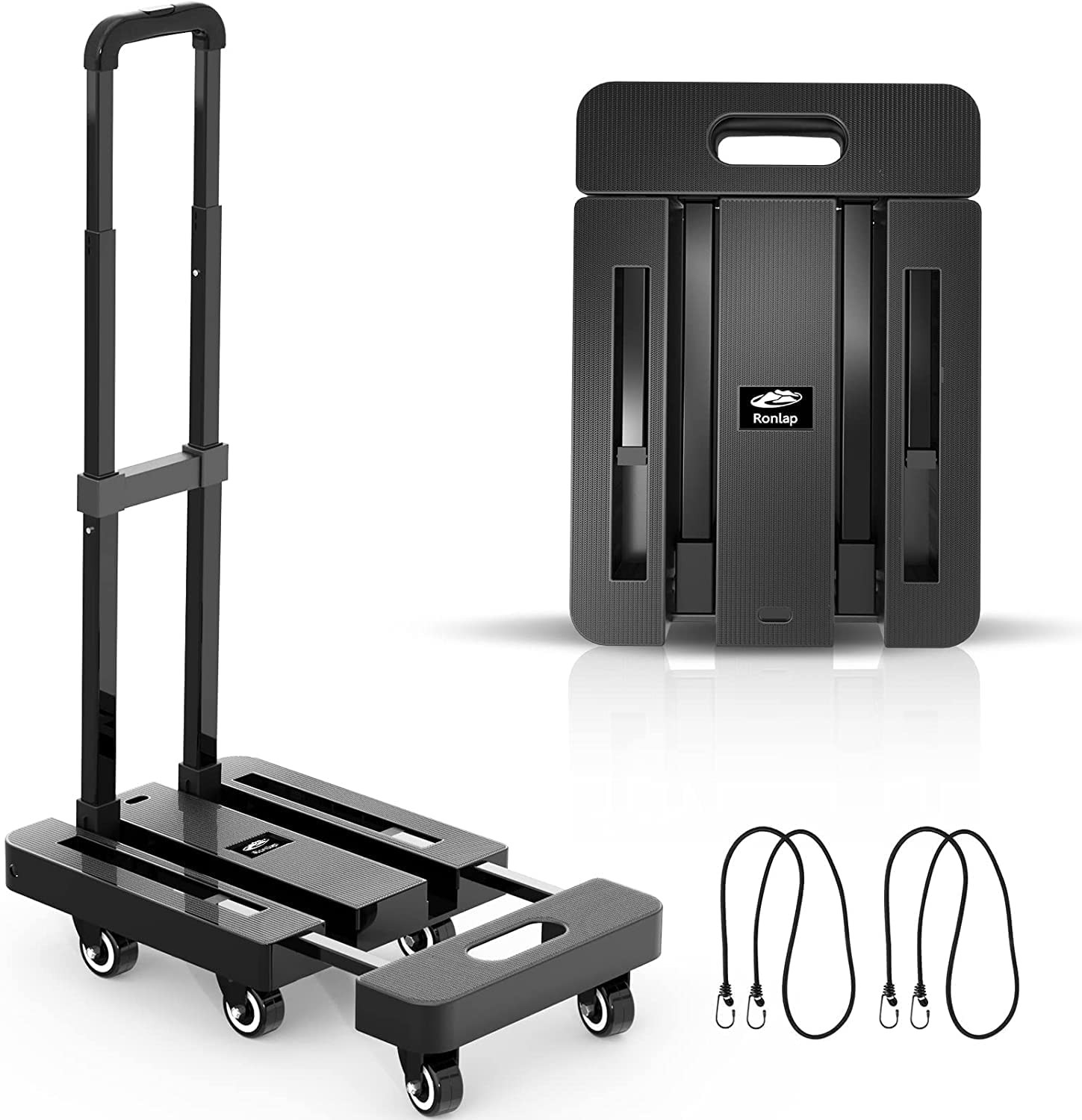 Carrello Pieghevole Carrello di Trasporto Estensibile con 6  Ruote Carico 225 Kg - 1