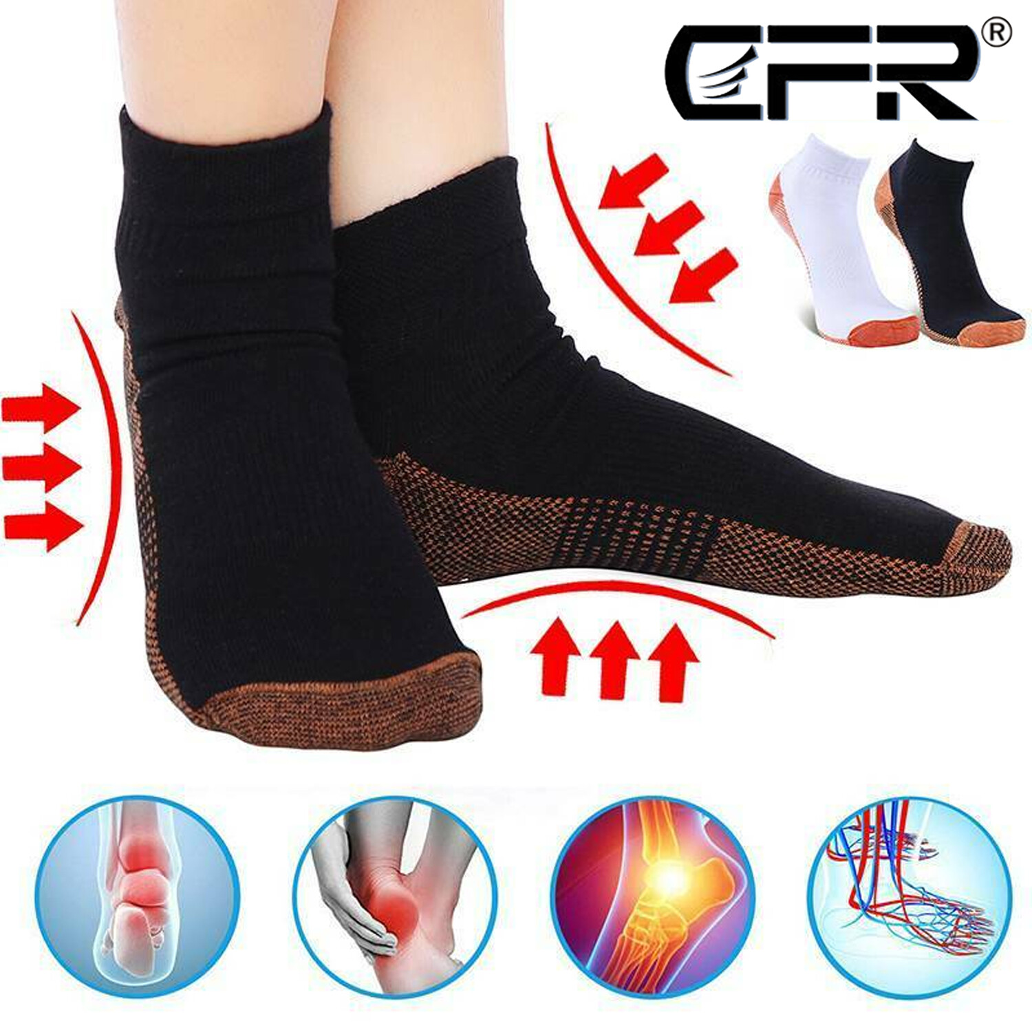 Copper Plantar Fasciitis Compression Socks for Foot Stocking Support Pain  Relief | eBay