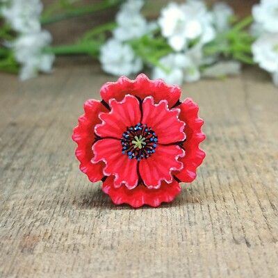 Broche Amapola Roja Never Forget - Insignia De Recuerdo, Aleación, Para Día Del Recuerdo | Regalo Conmemorativo, Poppy Pin