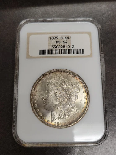 1899 O MORGAN DOLLAR NGC MS64 Slightly TONED OLD FATTY HOLDER NICE! MS-64