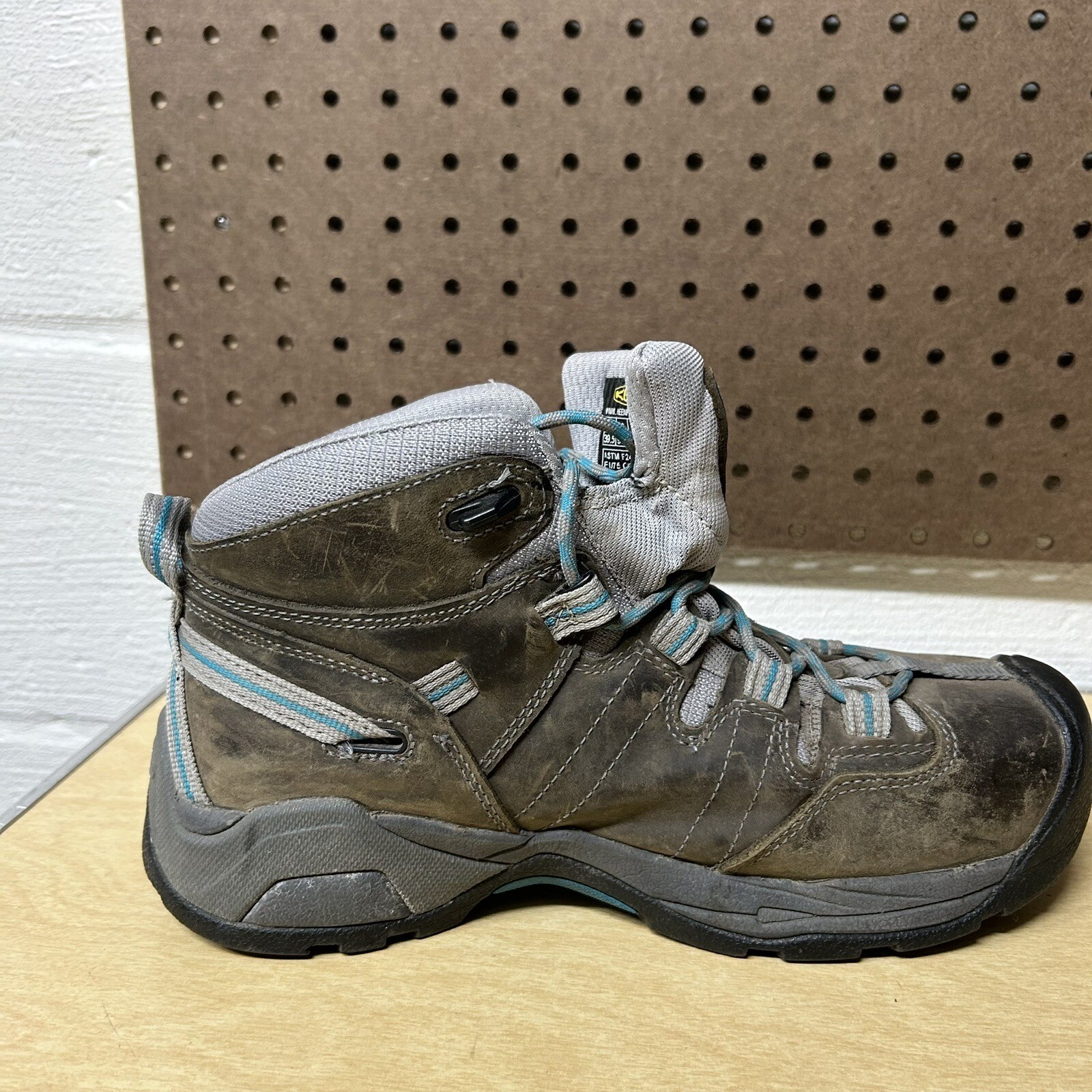 Stivali donna Keen Detroit Mid punta acciaio pelle marrone taglia 9 stringati