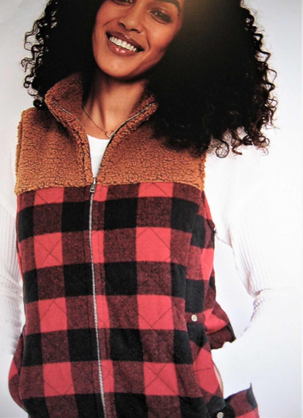 Buffalo Plaid Sherpa Block Vest~Size 