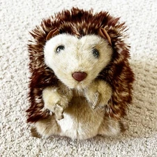 Brown Hedgehog Plush Hand Puppet Turns Inside Out Stuffed Animal Soft Theater