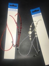 Lot of 2 Glass Acrylic Beaded Eyeglass Holder Leash USA Shipping RED Crystal