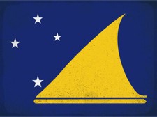 Blechschild 30x40 Tokelau Flagge L&auml;nder National Fahne Ozeanien Vintage Wand Dek