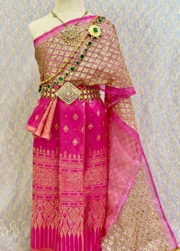 Thai Traditional Khmer Wedding Dress Kids Girl Sabai Thai Dance (Age 6 mo-12 yr) - Picture 2 of 19
