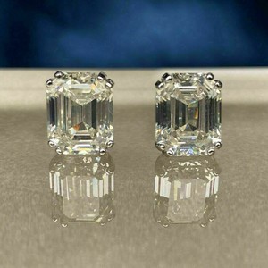 3 ct Emerald Cut Diamond 14k White Gold Finish Solitaire Stud Earrings 3 ct Emerald Cut Diamond 14k White Gold Finish Solitaire Stud Earrings