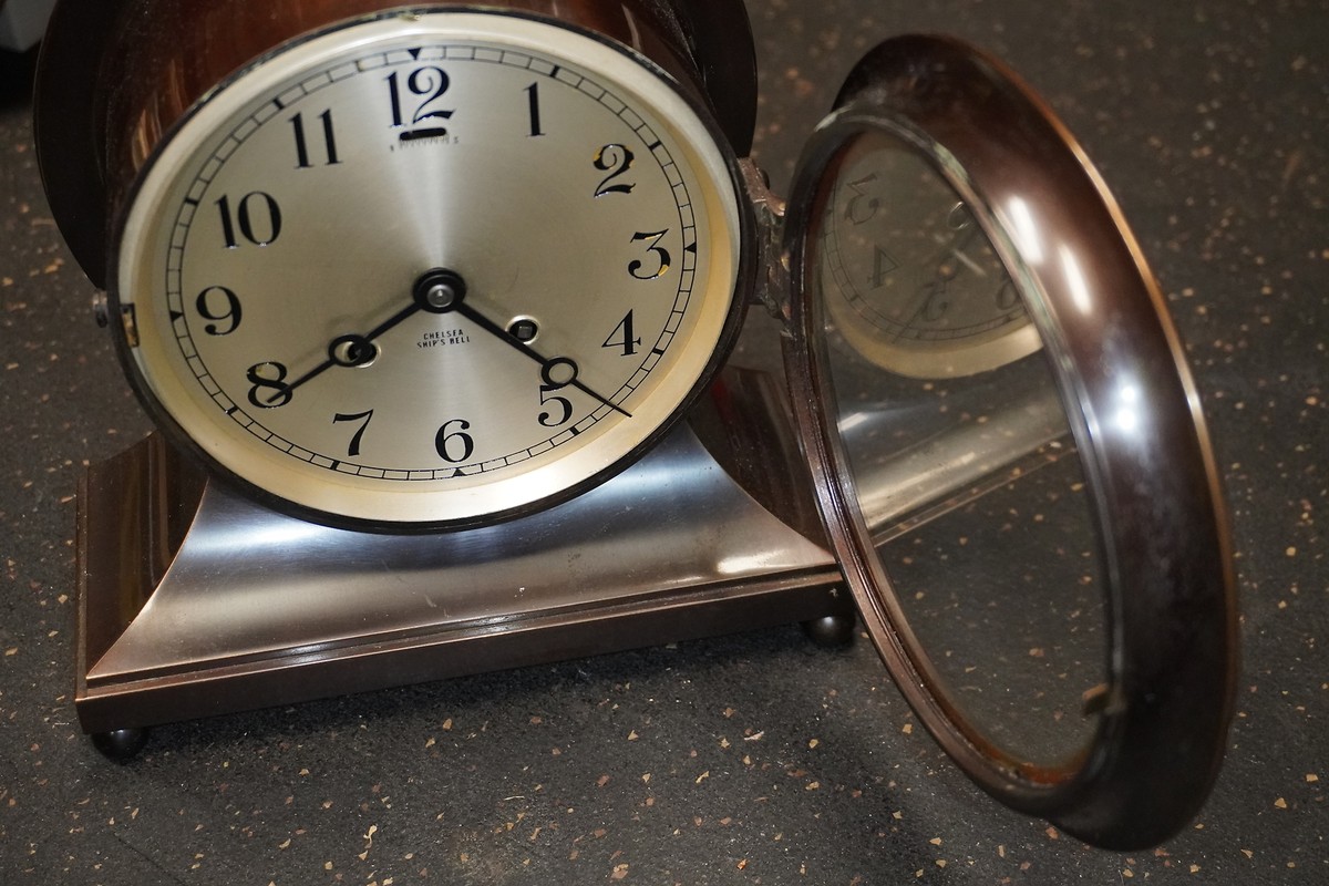 Antique Chelsea Ship's Bell Bronze Mantel Clock Working | eBay