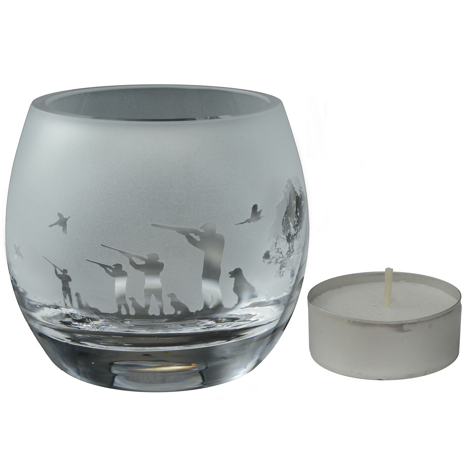 Milford Animo Glass Small Crystal Glass Tealight Candle Holder Shooting Frieze