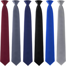 6 Pcs Ties Solid Color Men's Tie Clip on Pretied Office School Uniforms 20 Inche