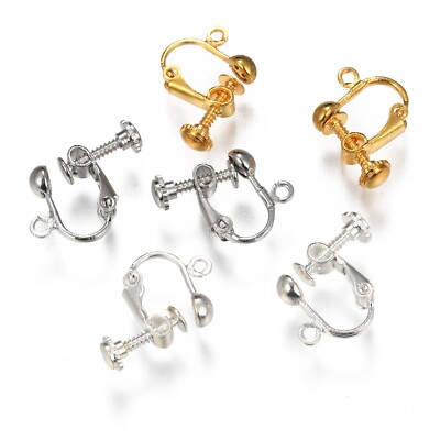100 Stck. Messing Clip-on Ohrring Schraube Back Ohr Draht Konverter Gemischte Farben 13x4 mm