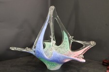 MURANO LAVORAZIONE ART GLASS LARGE BASKET 13 1/2" WIDE BY 12 " TALL