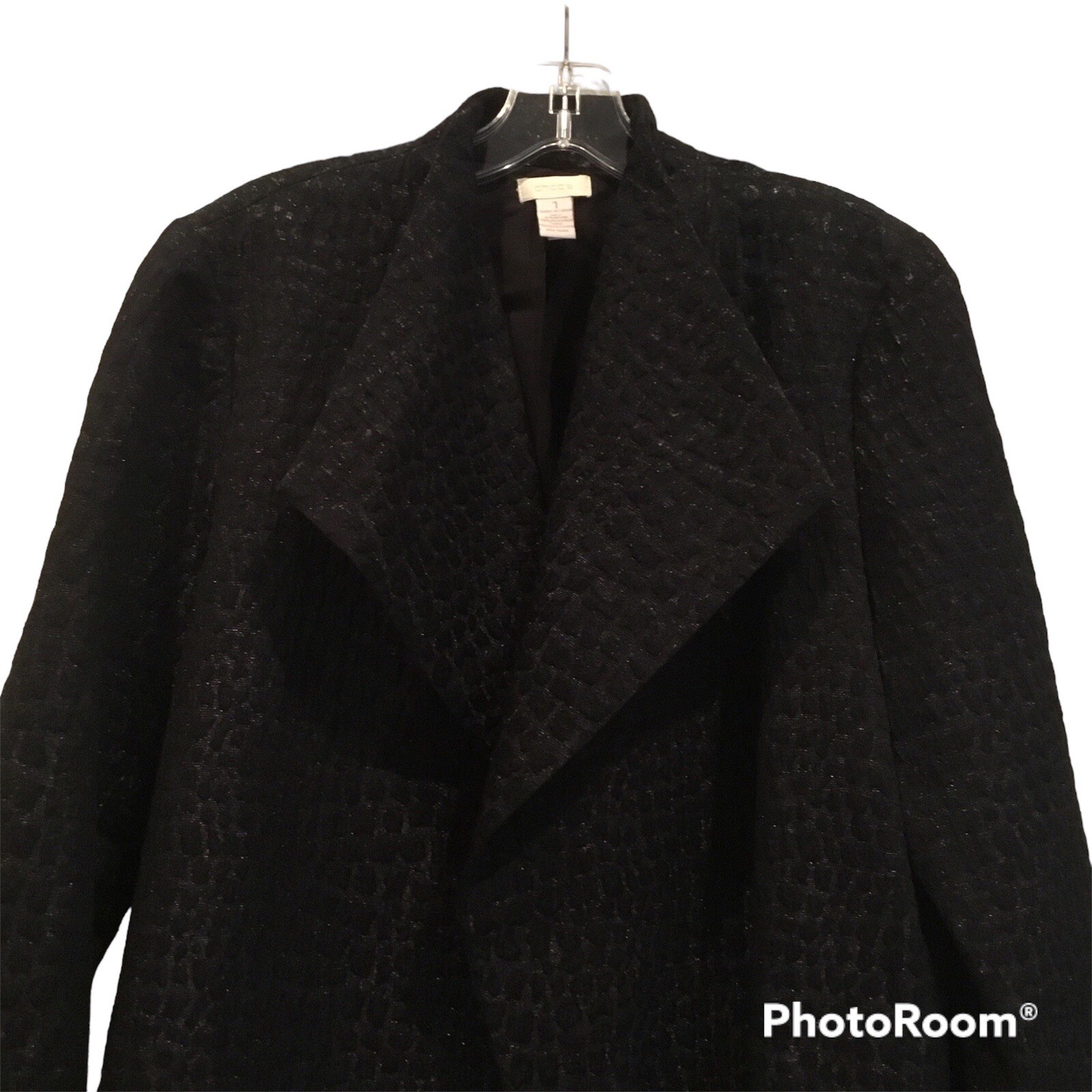 Chico’s Black Collared Open Front Jacket Blazer W… - image 3