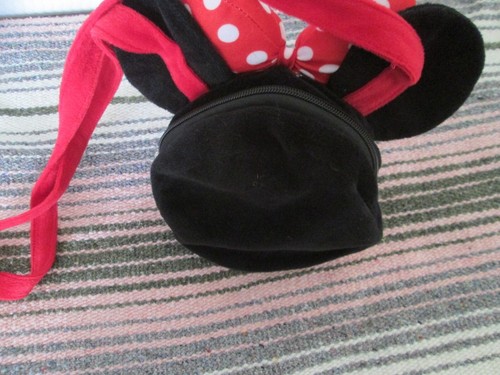 Disney Minnie Mouse Girls Plush Purse Bag Red Bow White Polka Dots Zipper EUC - Picture 3 of 5