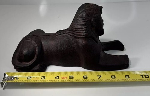 Egyptian Sphinx Statue Cast Iron 9 Inch Art Home Office - Picture 9 of 9