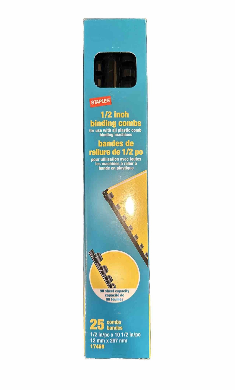 Staples Binding Staples 223958 Plastic Comb Binding Spines 1/2-Inch Diameter 90 Sh ...