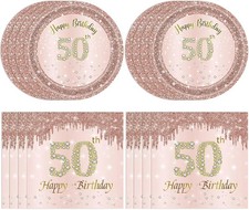 50th Birthday Decorations for Women, Rose Gold Fifty Year Old Party Supplies Inc