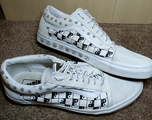 vans pma scarpe da ginnastica peace ying yank bianco e nero taglia 10 5 (scatola T)